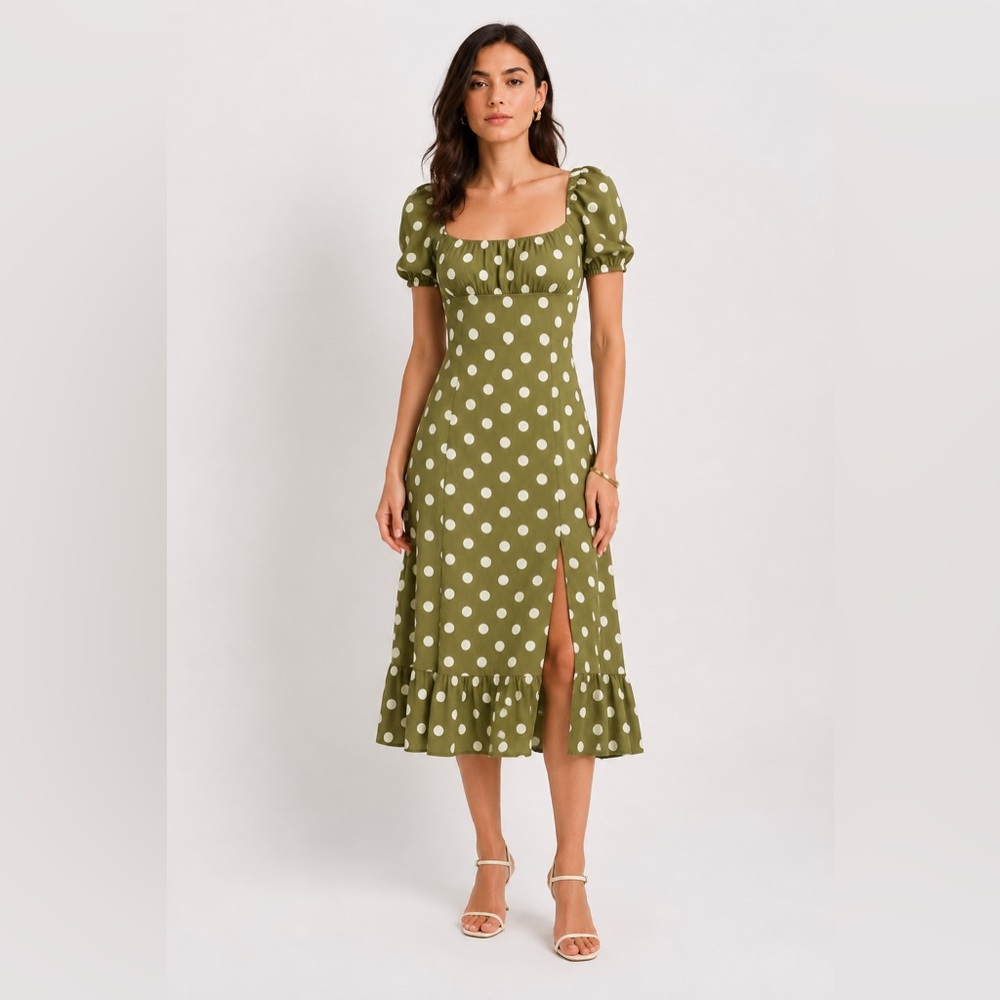 NWT Maggy London Puff Sleeve Square Neck Empire Dress